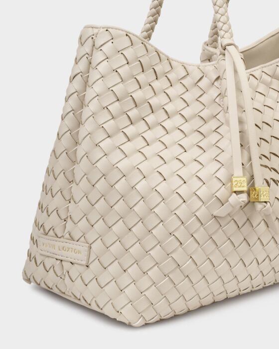 Katie Loxton | Nova Hand Woven Small Shoulder Tote in Oyster