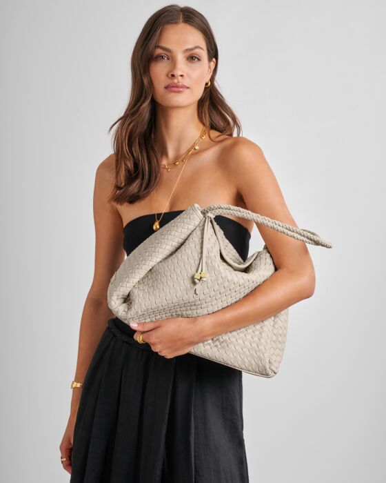 Katie Loxton | Nova Hand Woven Large Shoulder Bag in Oyster