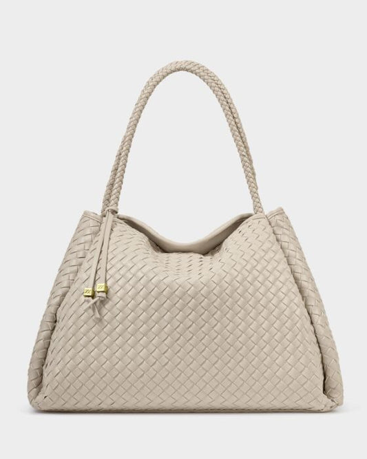 Katie Loxton | Nova Hand Woven Large Shoulder Bag in Oyster