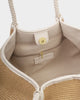 Katie Loxton | Nova Raffia Small Shoulder Tote in Natural Raffia/Oyster