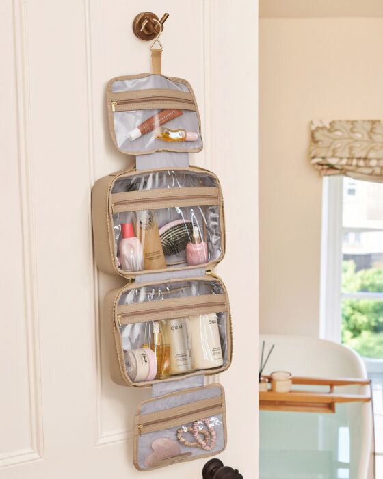 Katie Loxton | Hanging Makeup & Toiletry Bag in Light Taupe