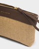 Katie Loxton | Wristlet Raffia Clutch in Natural Raffia/Bitter Chocolate