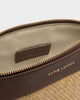 Katie Loxton | Wristlet Raffia Clutch in Natural Raffia/Bitter Chocolate