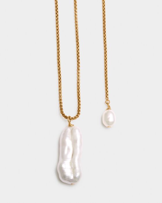 Katie Loxton | Pearl Lustre Waterproof Gold Lariat Necklace