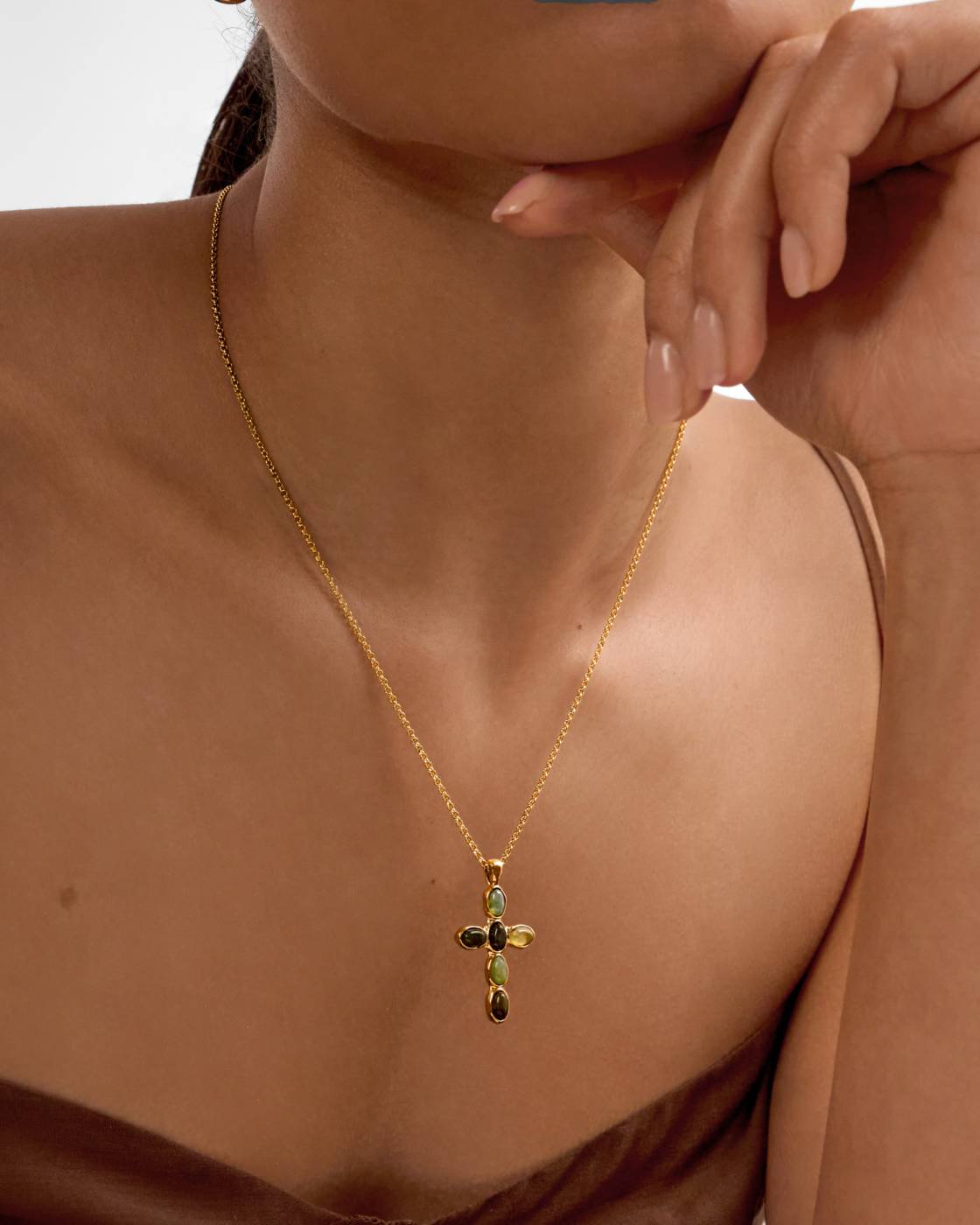 Katie Loxton | Green Agate Cross Necklace