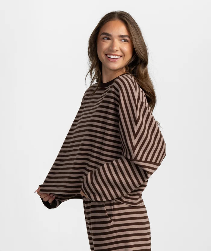 Southern Shirt Co. | On the Line LS Top in Chocolate Bark