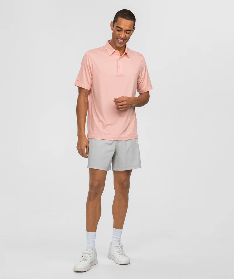 Southern Shirt Company | Heather Madison Stripe Polo in Flamingo