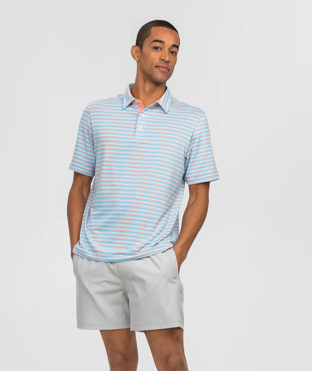 Southern Shirt Company | Grant Stripe Polo in Island Coral