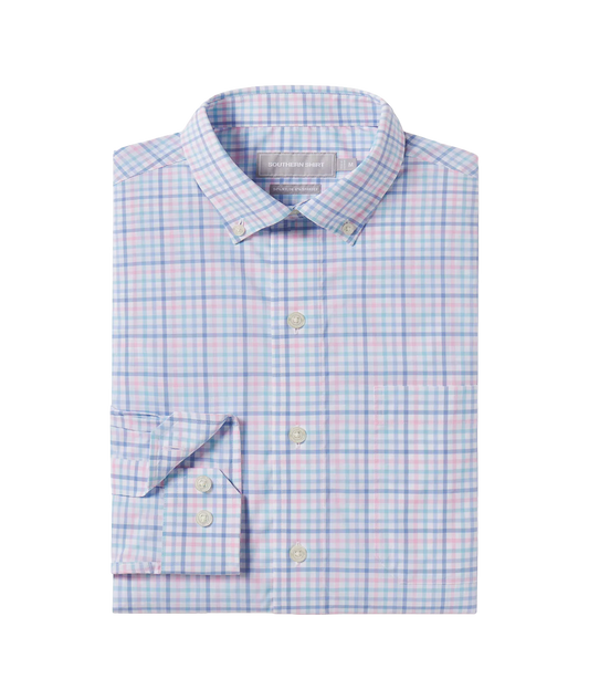Southern Shirt Company | Samford Check Long Sleeve Button Down in Hydrangea