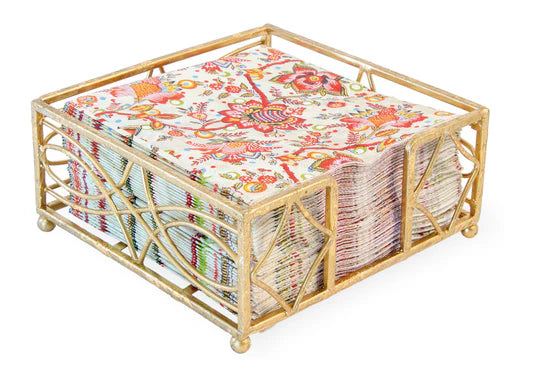 Cocktail Napkin Caddy in Gold Leaf