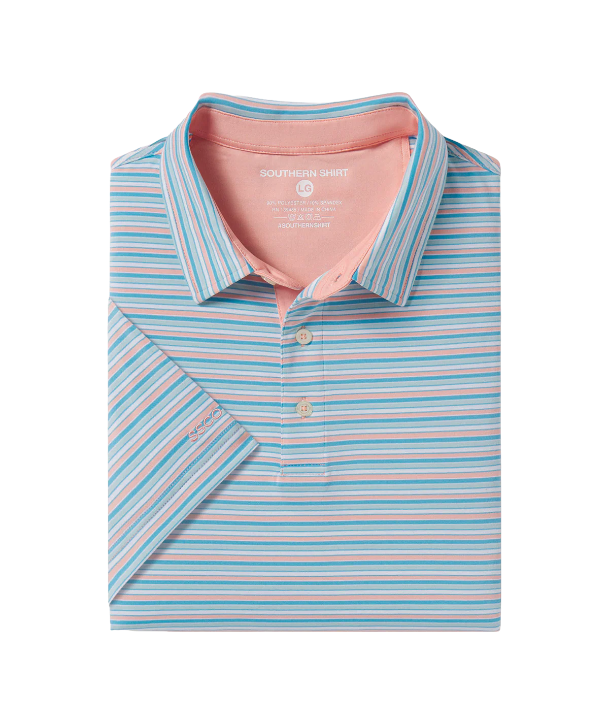 Southern Shirt Company | Grant Stripe Polo in Island Coral