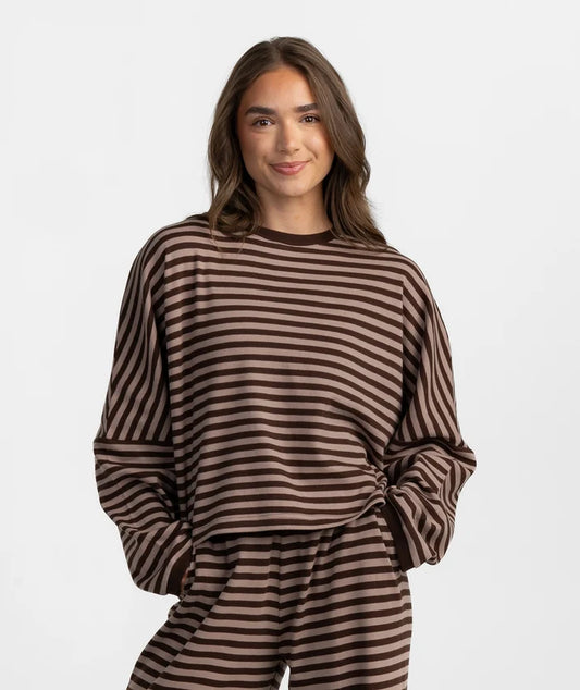 Southern Shirt Co. | On the Line LS Top in Chocolate Bark