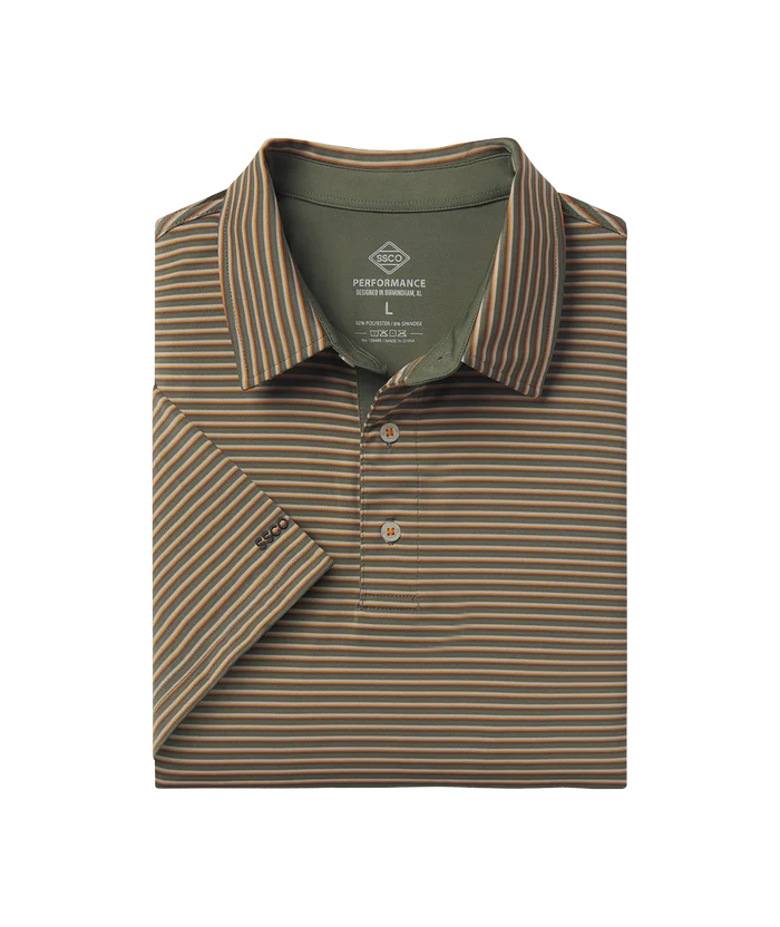 Southern Shirt | Boys Crestline Striped Polo in Marshland