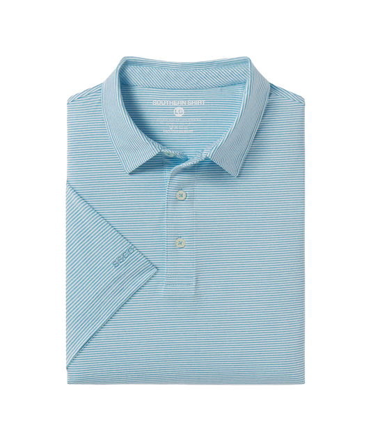 Southern Shirt Company | Heather Madison Stripe Polo in Alaskan Blue