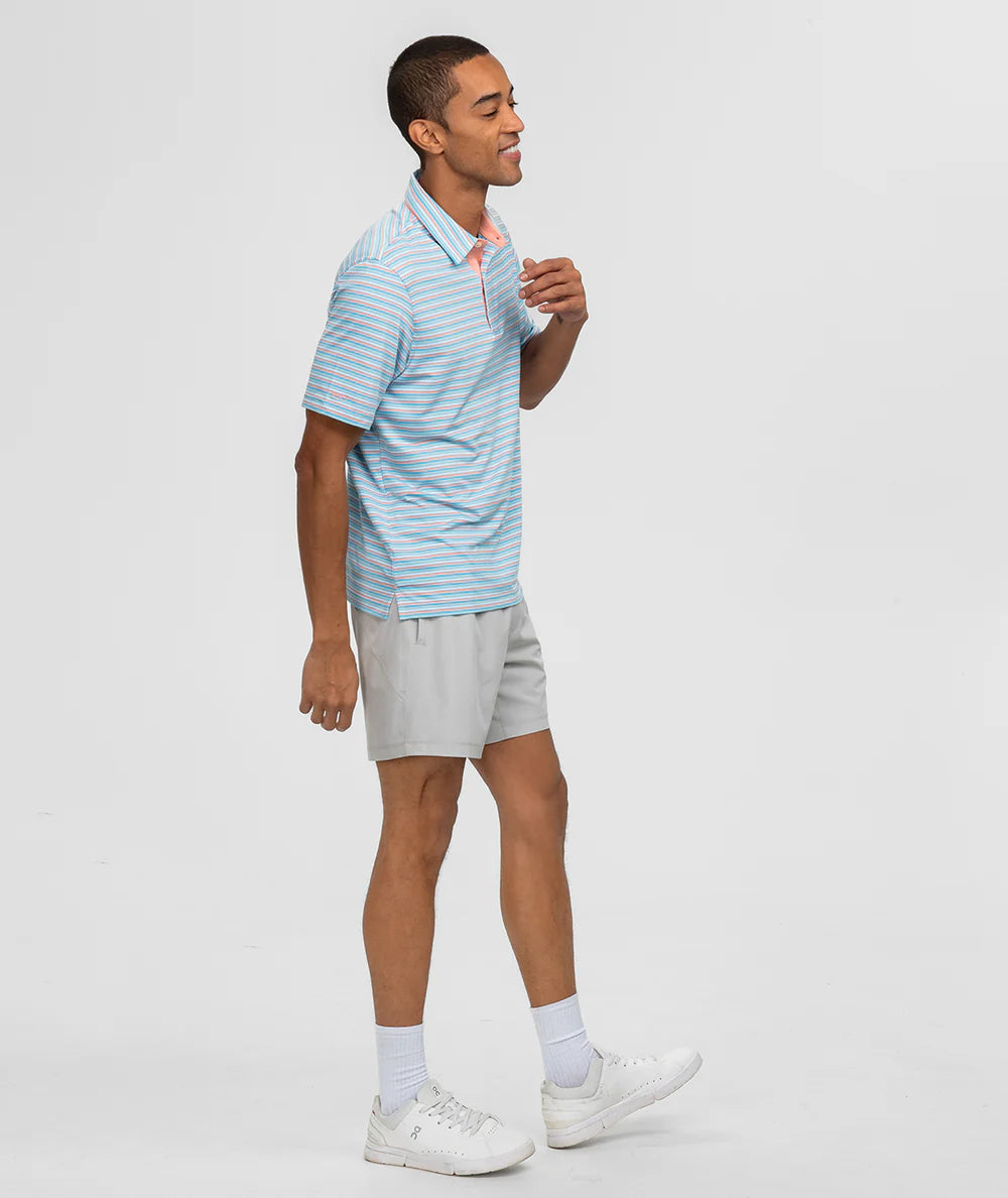 Southern Shirt Company | Grant Stripe Polo in Island Coral