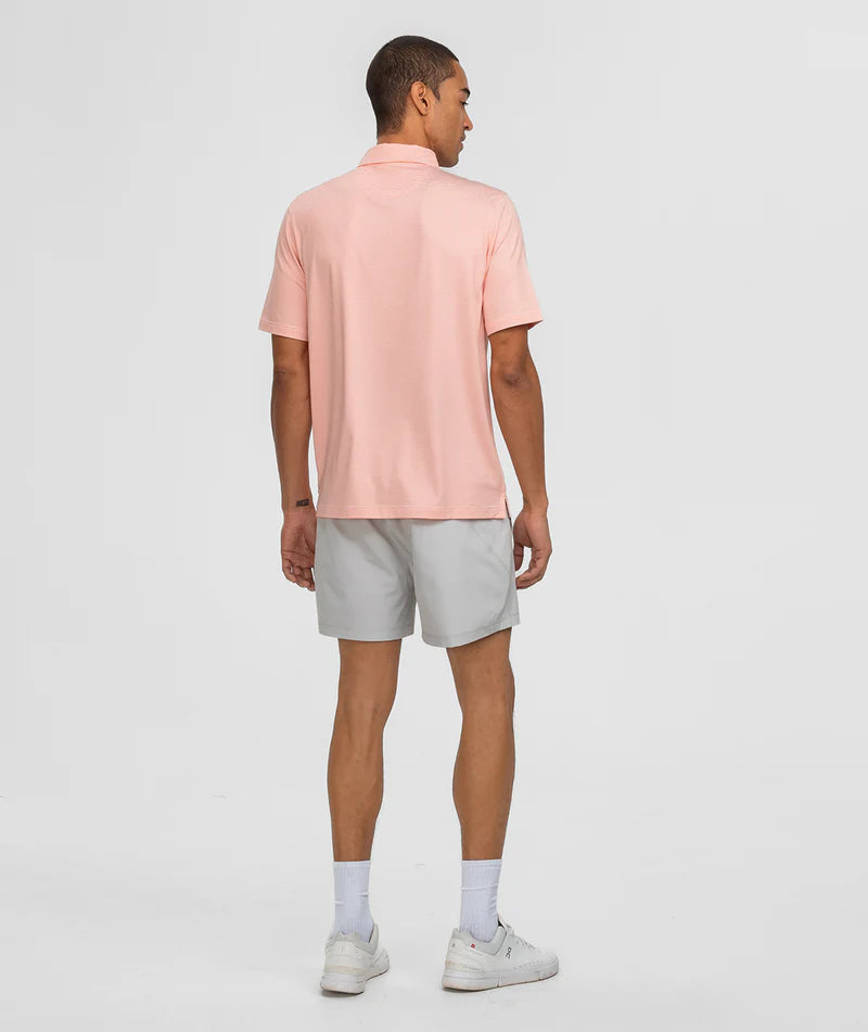 Southern Shirt Company | Heather Madison Stripe Polo in Flamingo
