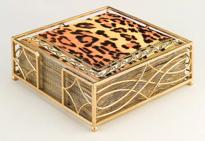 Gold Lunch Napkin Caddy in Gold Leaf