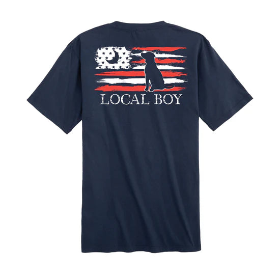 Local Boy | Youth Painted USA T-Shirt in China Blue