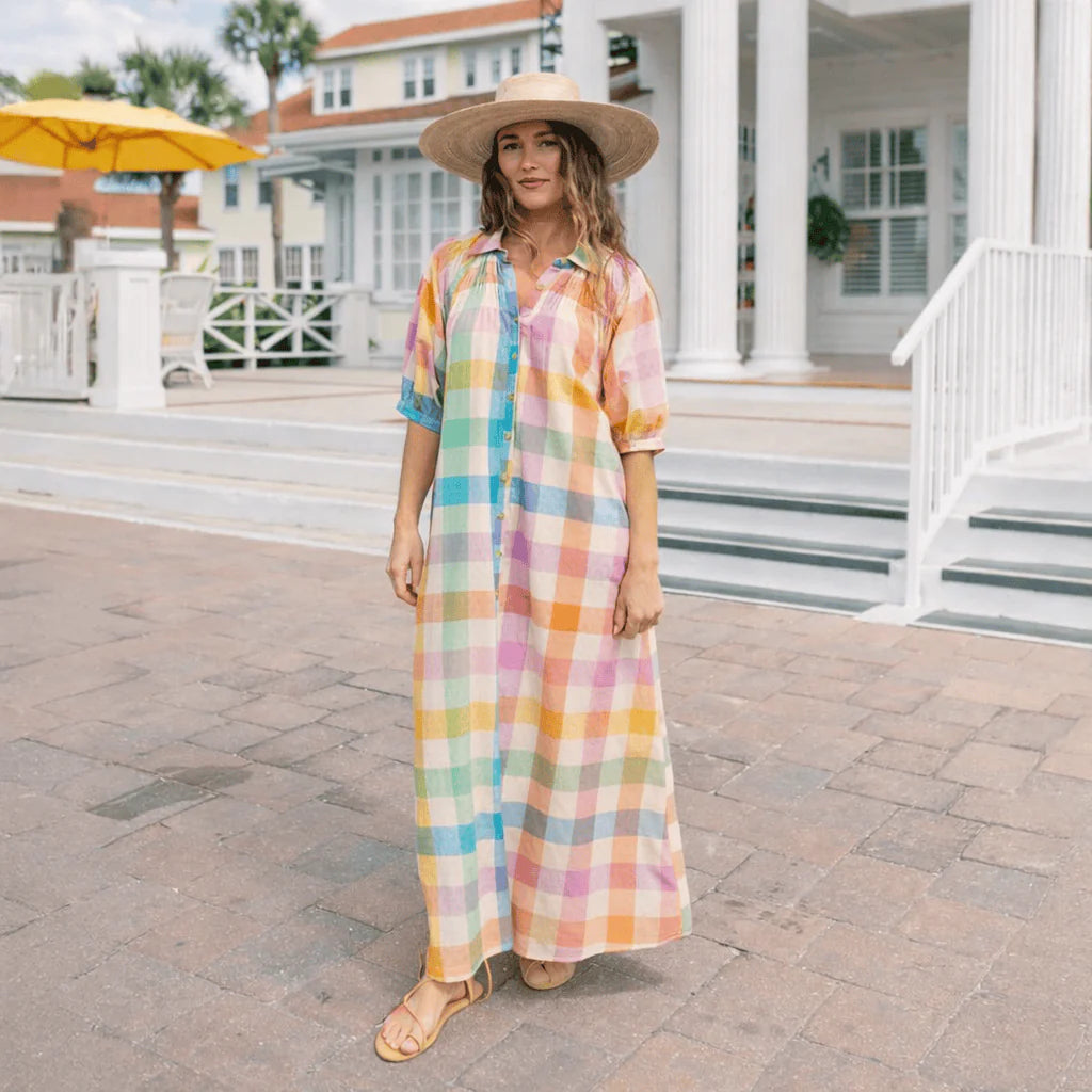 Sunshine Tienda | Rainbow Plaid Oasis Dress