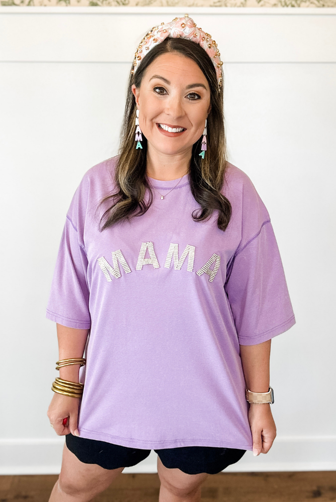 Mama Shirt with Rhinestones in Purple