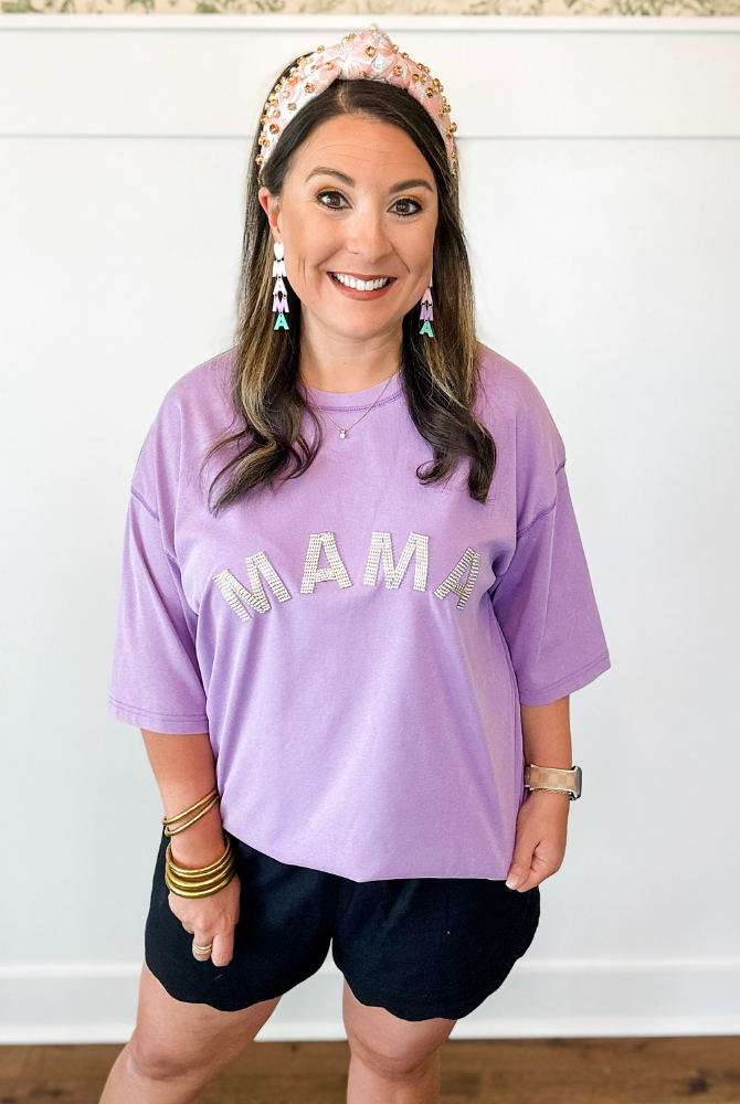 Mama Shirt with Rhinestones in Purple