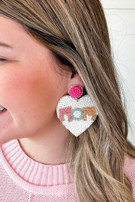 Mom Heart Earrings