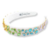 Brianna Cannon White Velvet Headband with Rainbow Crystals