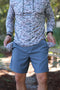 Burlebo Everyday Shorts in River Rock Gray with Deer Pockets Print