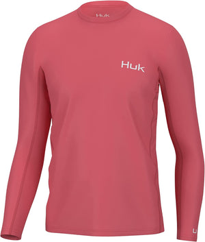 Huk Icon X Long Sleeve Shirt in Sunwashed Red
