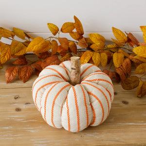 Small Orange Striped Knit Pumpkin