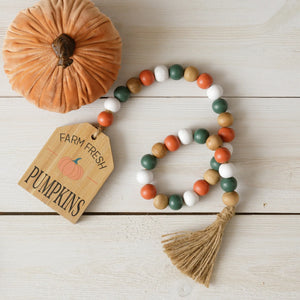 Embossed Print Farm Fresh Pumpkin Beads