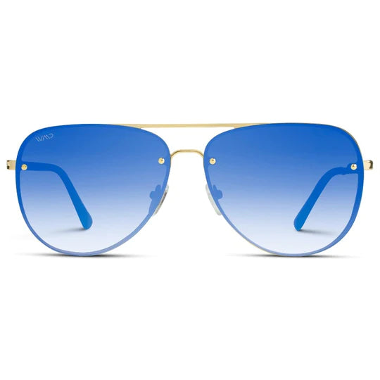 Jade Sunglasses in Gold/Mirror Blue Lens
