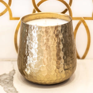 Gold Hammered Jumbo Candle in Vintage Moss Scent