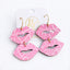 Double Lip Earrings-Hearts on Pale Pink