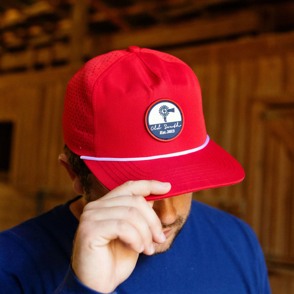 Old South Classic Circle Patch Hat in Red/Red