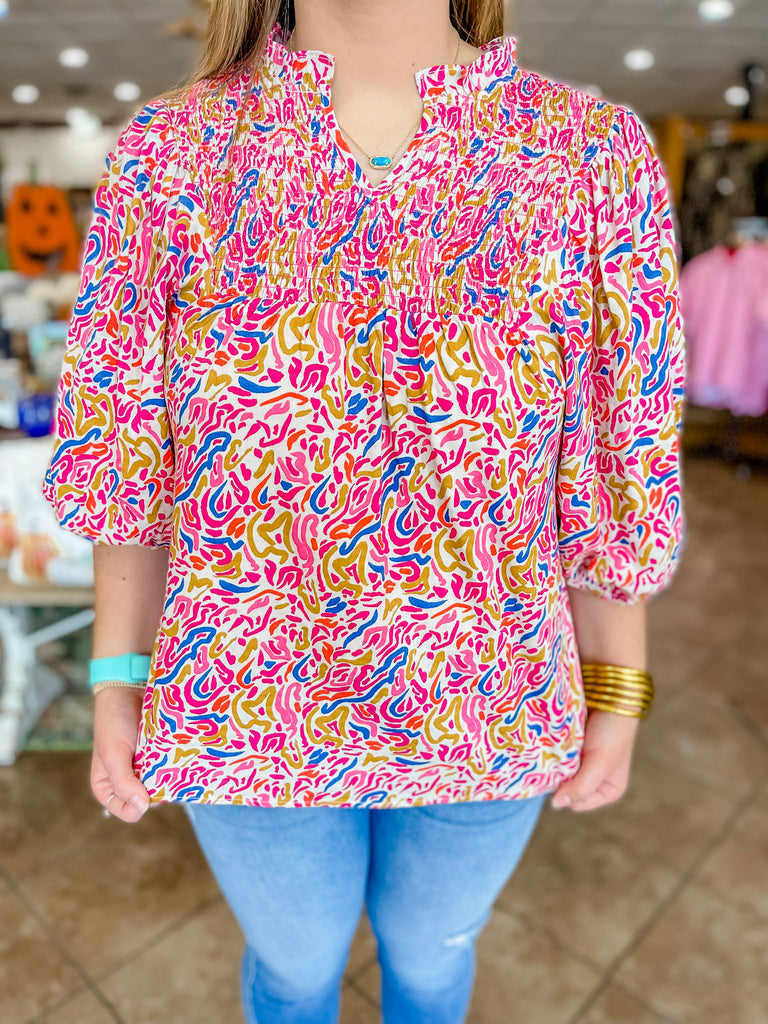 Michelle McDowell Jona Top in A New Day Print