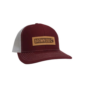 Brown Dog Trucker Hat in Cardinal/White