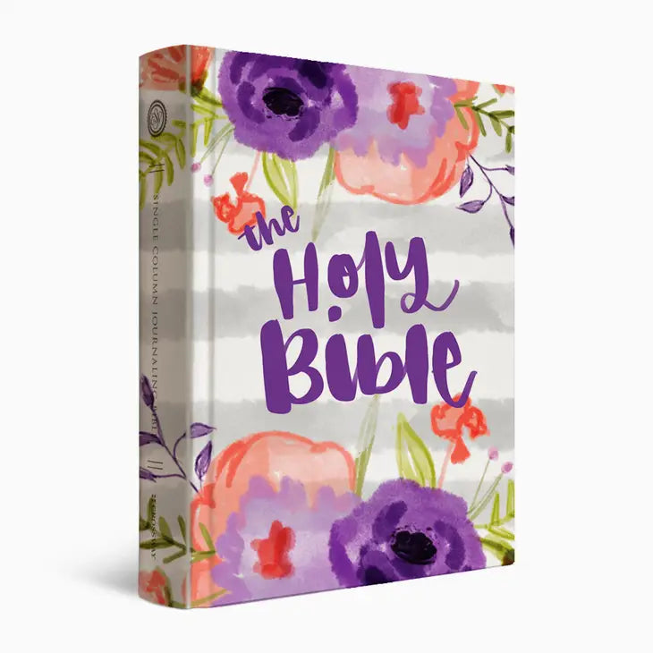 Floral + Grey Stripe ESV Bible