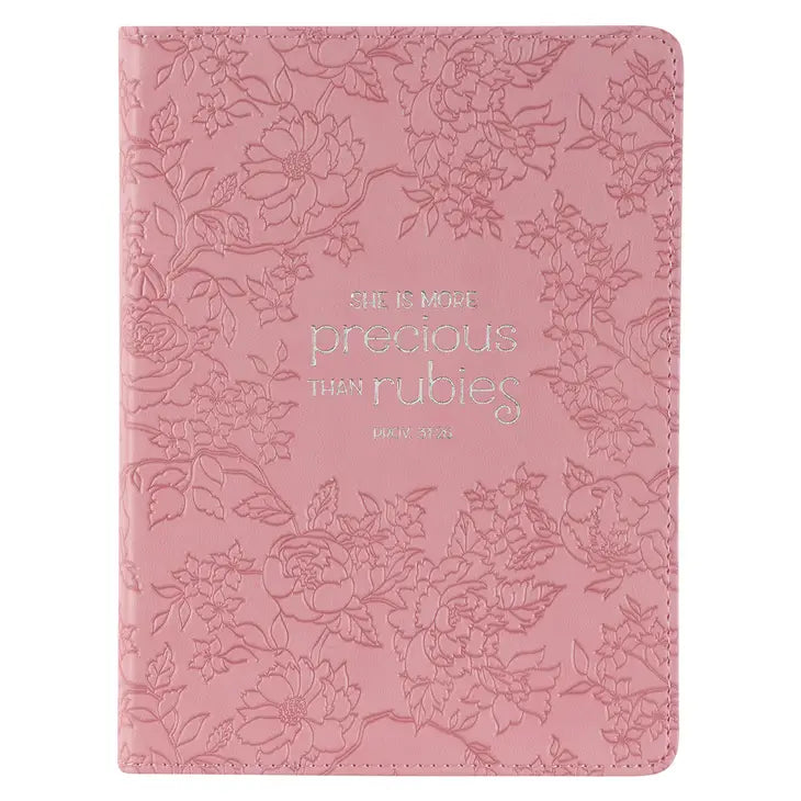 More Precious than Rubies Pink Leather Journal