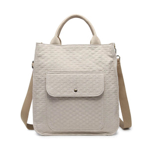 Jen & Co Hannah Checkered Satchel in Off White