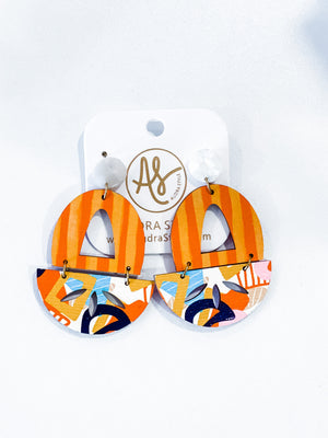 Audra Style Dawson Earrings - Orange Yellow Stripe
