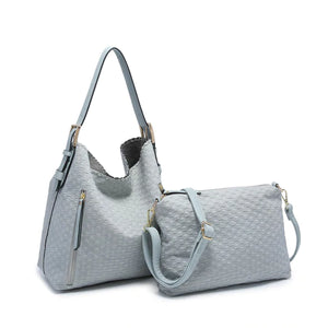 Jen & Co Alexa Checkered Hobo in Grey/Blue