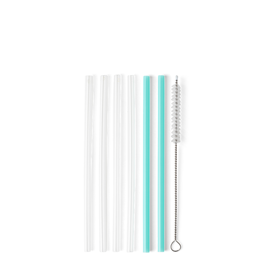 Clear + Aqua Reusable Straw Set (Short)